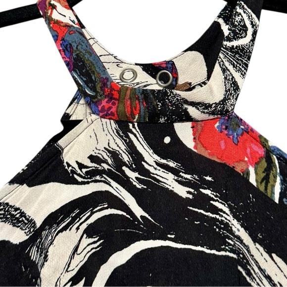 Free People Drift Away High Neck Balloon Sleeve Cold Shoulder Artsy Tunic Shirt - Picture 6 of 14